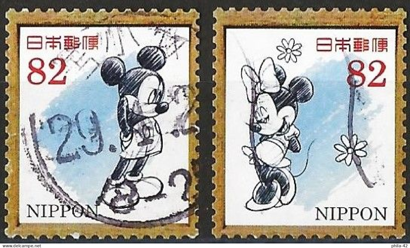 Japan 2017 - Mi 8380/81 - YT 8031/32 ( Mickey & Minnie Mouse ) - Oblitérés