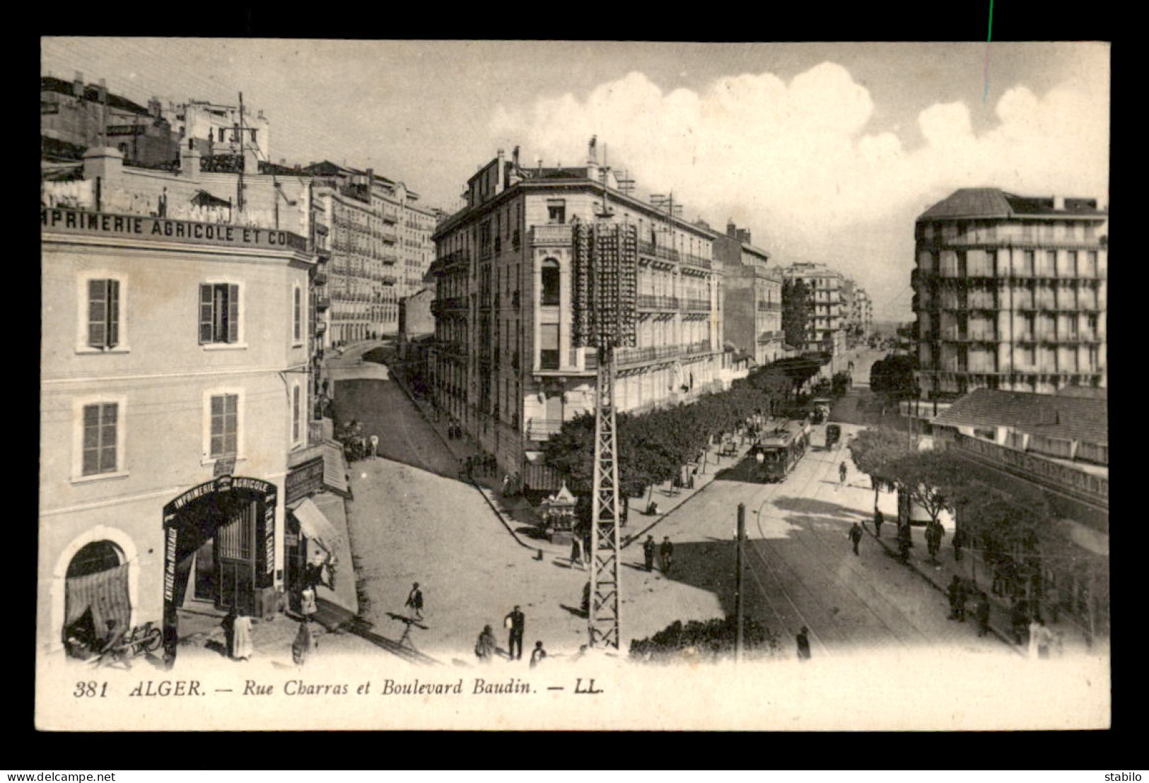 ALGERIE - ALGER - RUE CHARRAS ET BOULEVARD BAUDIN - N°12 IMPRIMERIE AGRICOLE ET COMMERCIALE - Alger