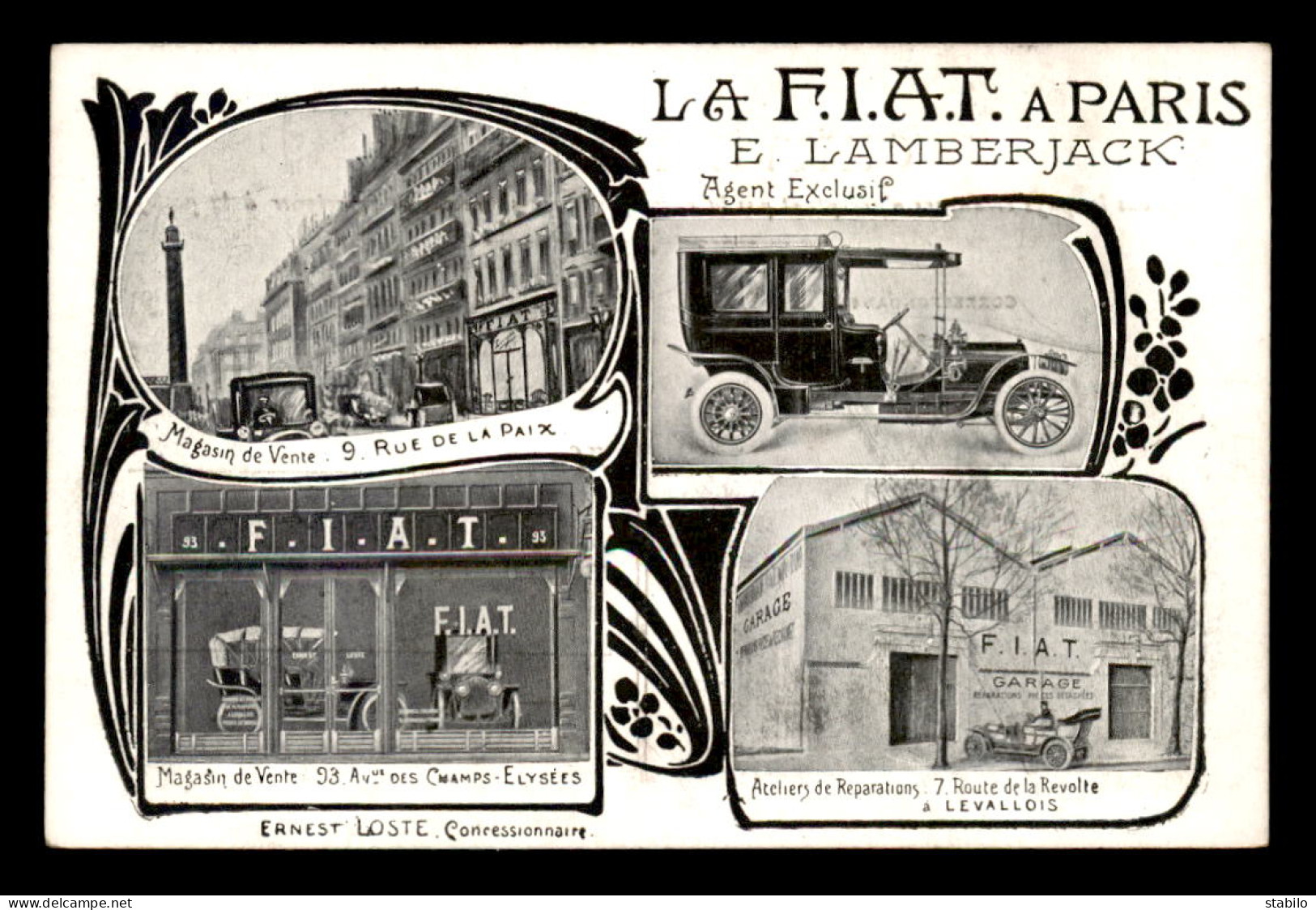 AUTOMOBILES - PUBLICITE - LA F.I.A.T. A PARIS E. LAMBERJACK AGENT EXCLUSIF - Turismo