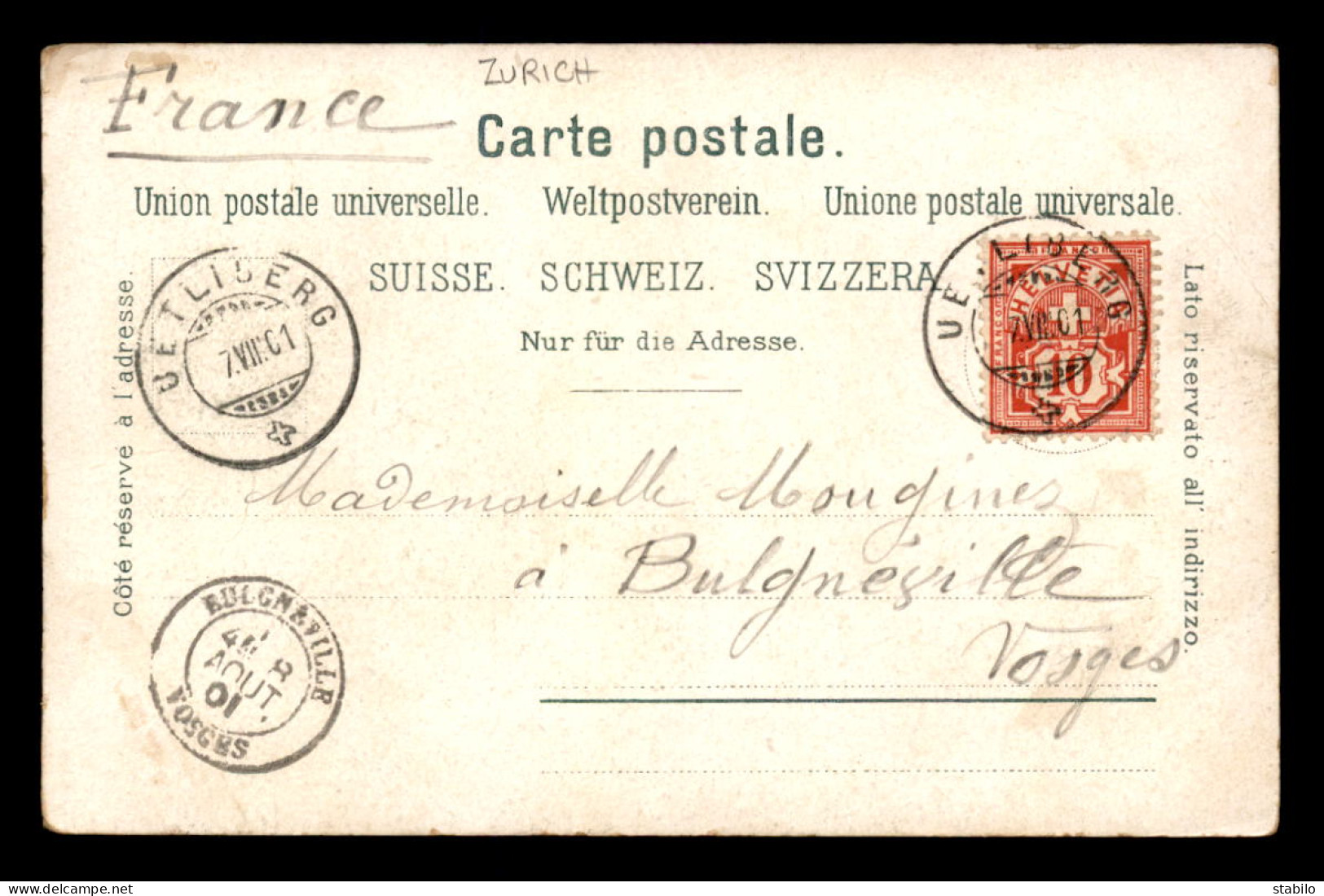 SUISSE - UETLIBERG - CARTE LITHOGRAPHIQUE - Other & Unclassified