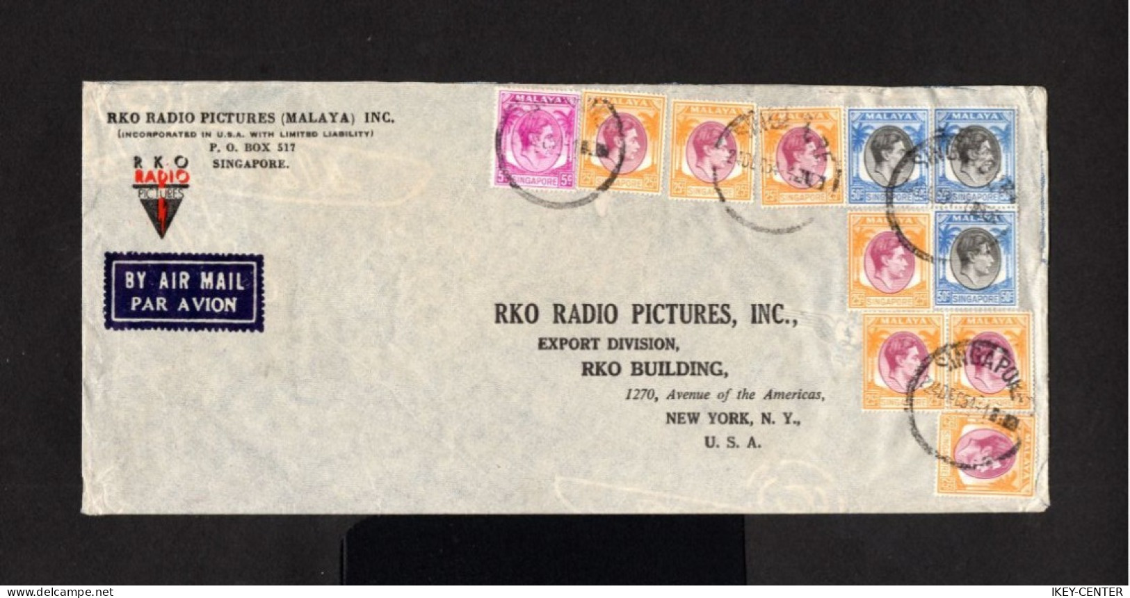 S901-MALAYA-MALACCA.-AIRMAIL COVER SINGAPORE To NEW YORK (usa).1954.BRITISH Colonies.envelope AERIEN.RADIO - Malaya (British Military Administration)