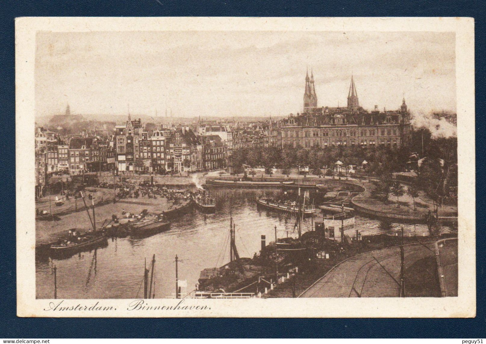 Amsterdam. Binnenhaven. Vue Panoramique Du Port Et De La Gare Centrale. - Amsterdam