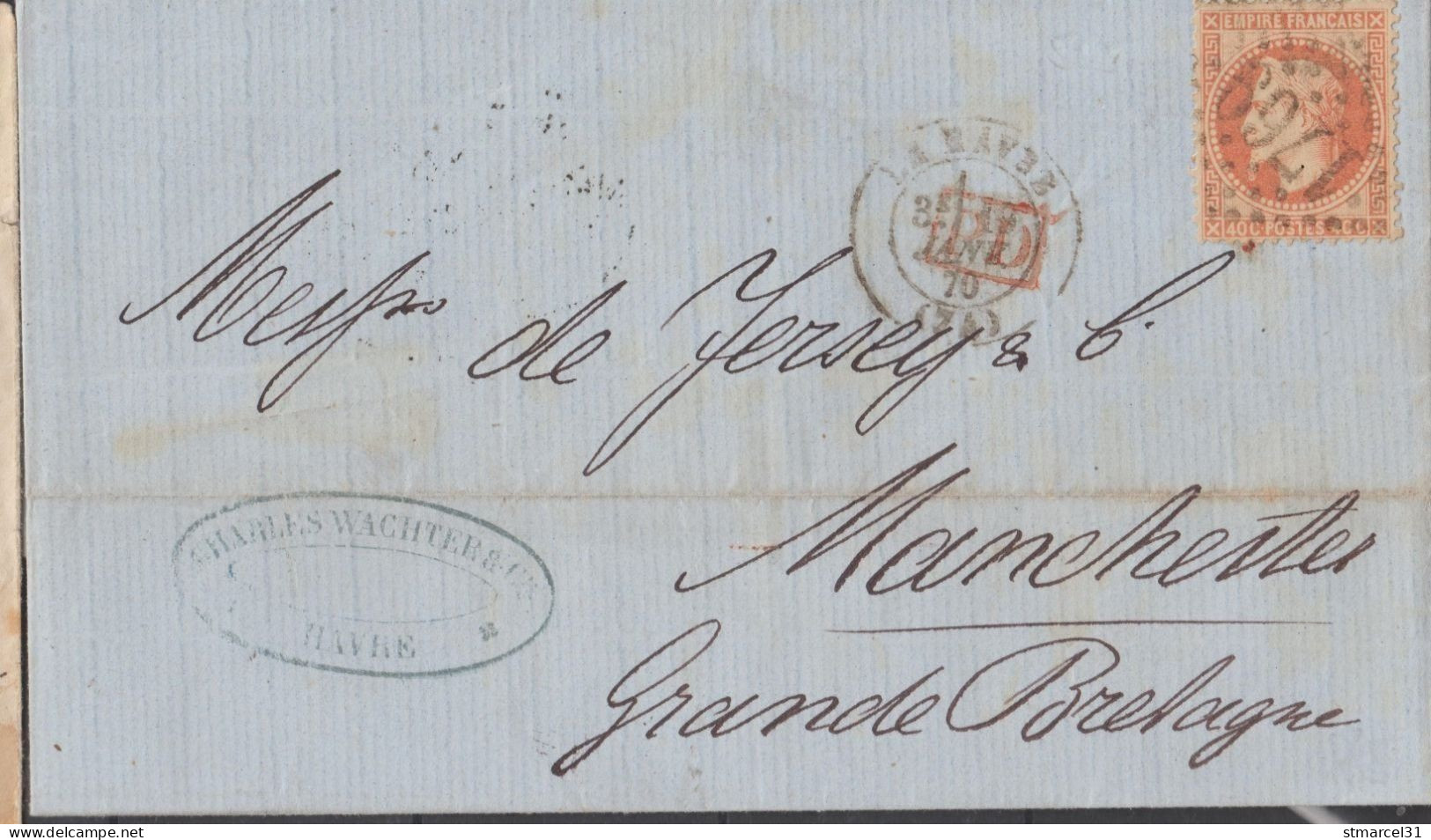 SUPERBE LETTRE Pour MANCHESTER Avec N°31 TBE - 1863-1870 Napoléon III Lauré