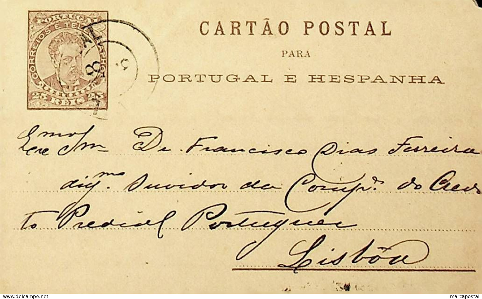 1887 Portugal Cartão Postal Inteiro D. Luís 25 R. Castanho Enviado De Vila Real Para Lisboa - Enteros Postales