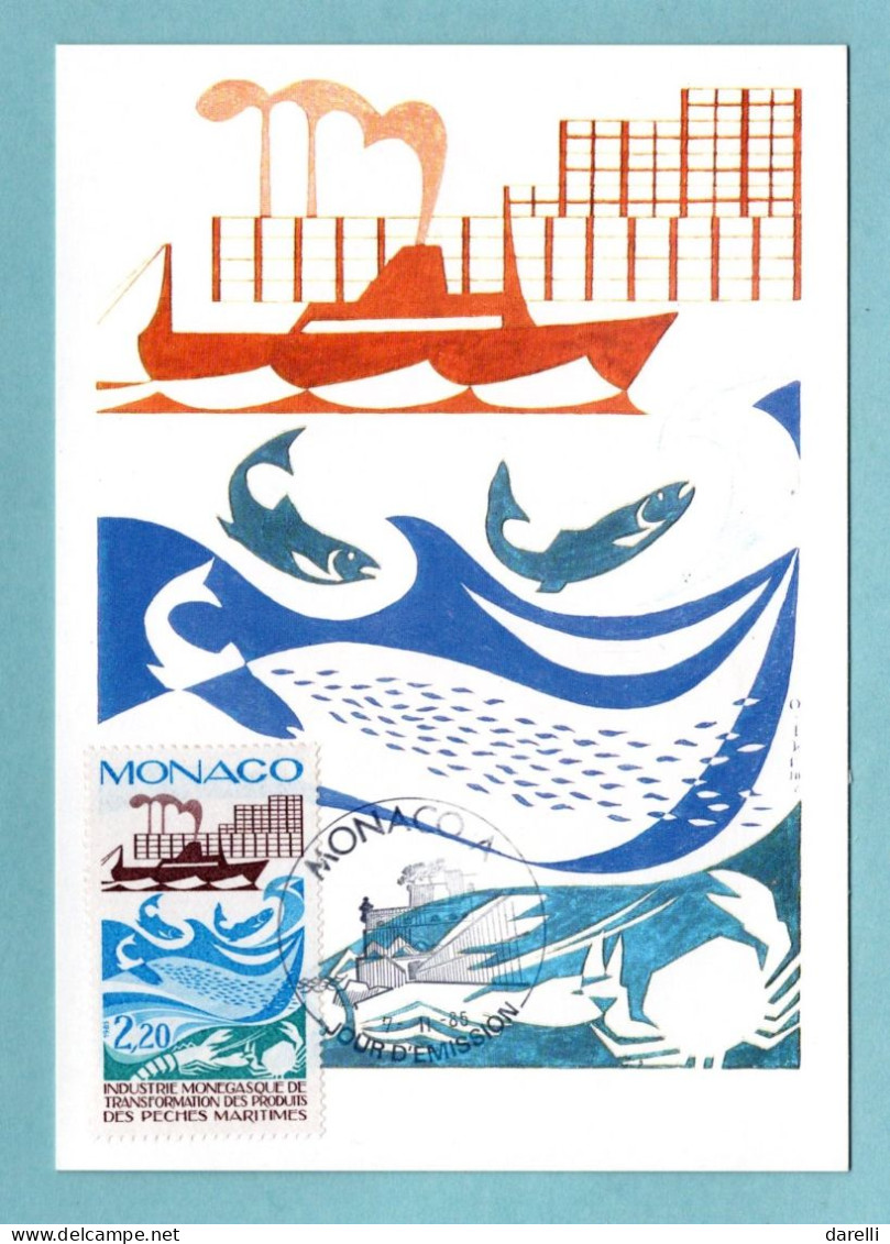 Carte Maximum Monaco 1985 - Industrie Monégasque De Transformation Des Produits Des Pêches Maritimes YT 1499 - Cartoline Maximum