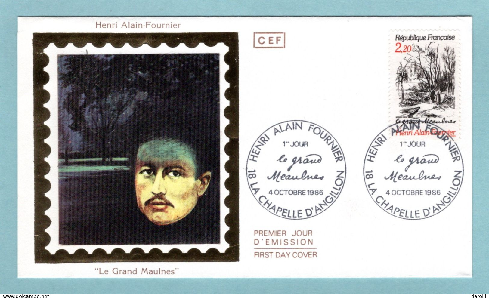 FDC France 1986 - Henri Alain Fournier Le Grand Meaulnes YT 2443 - 18 La Chapelle D'Angillon - 1980-1989