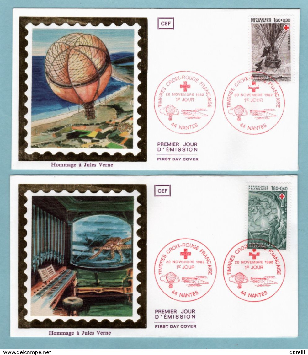 FDC France 1982 - Croix Rouge 1982 : Hommage à Jules Verne YT 2247 & 2248 - 44 Nantes - 1980-1989