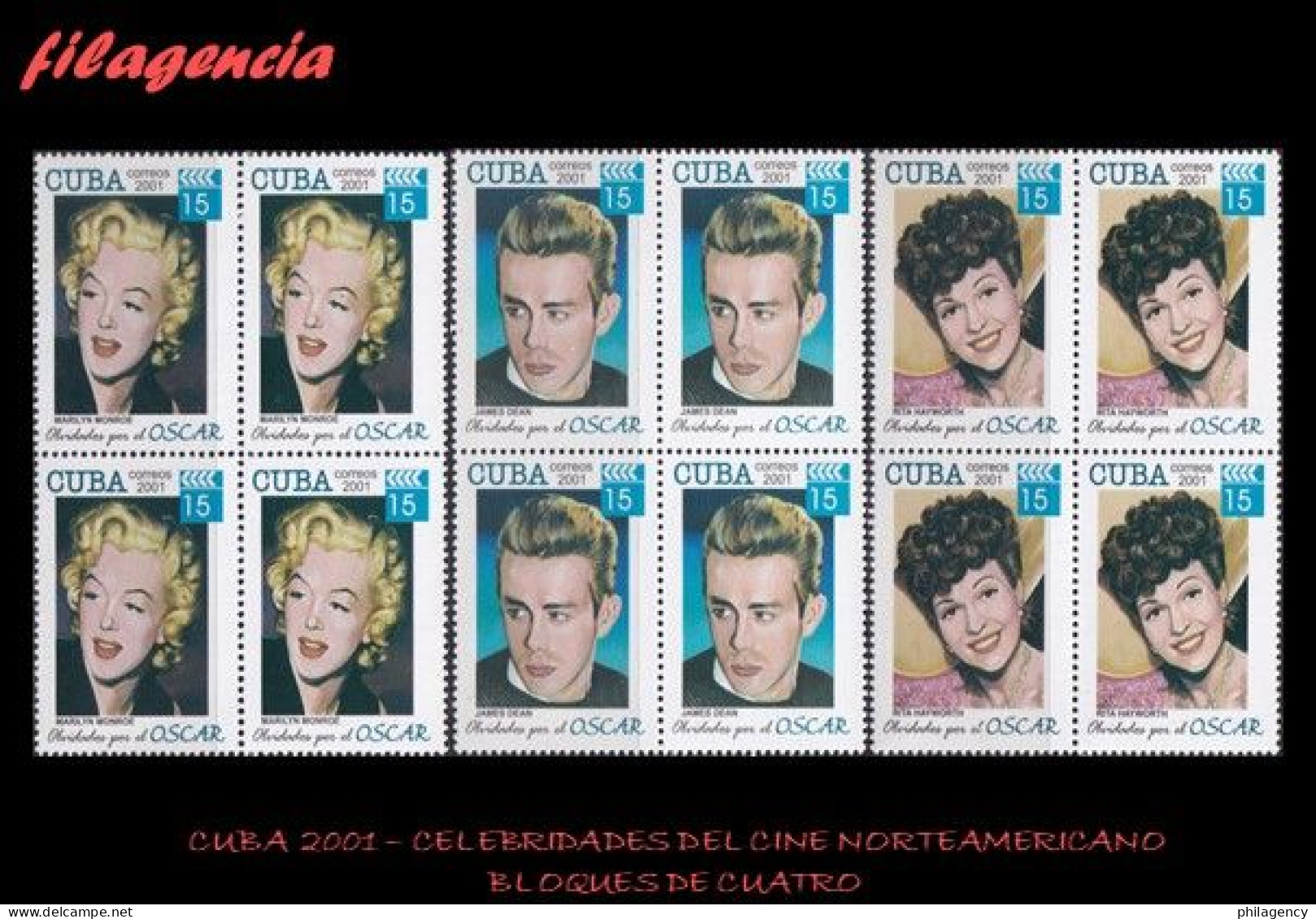 CUBA. BLOQUES DE CUATRO. 2001-26 OLVIDADOS POR EL OSCAR. ESTRELLAS DEL CINE - Unused Stamps