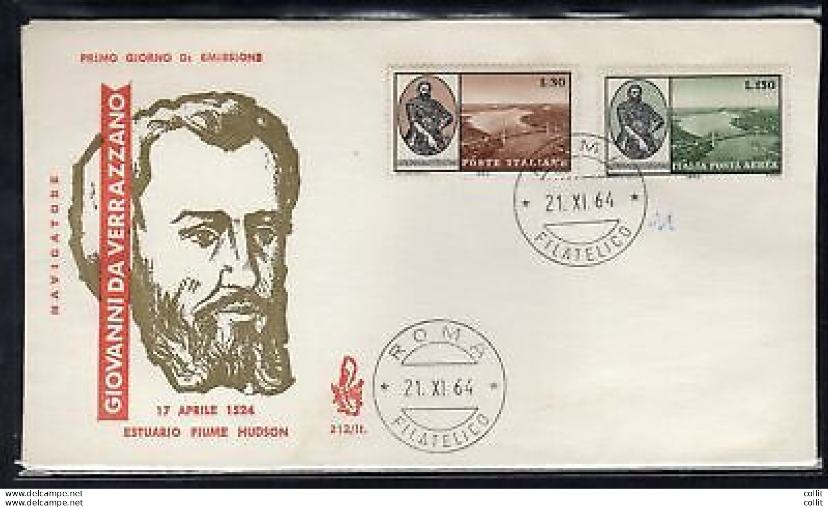 Italia FDC Venetia 1964 Giovanni Da Verazzano  Non Viaggiata - FDC