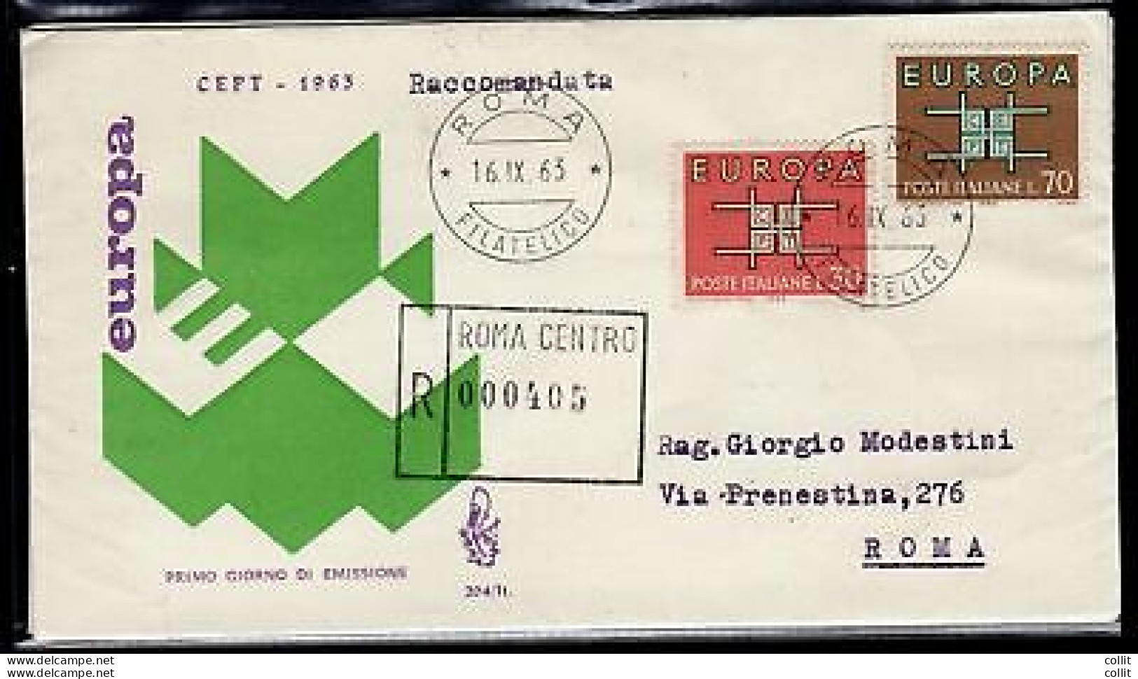 Italia FDC Venetia 1963 Europa  Viaggiata Racc. Per L'Italia - FDC