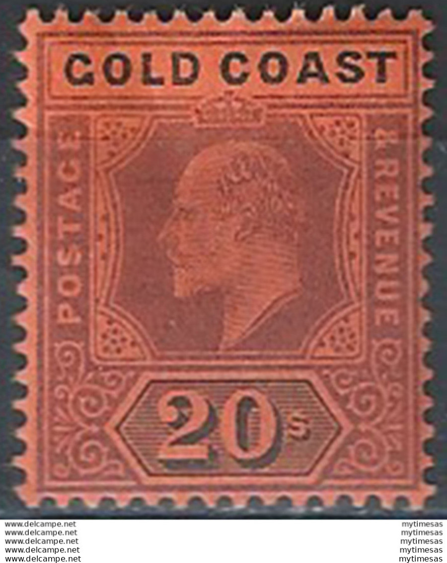 1902 Gold Coast Edoardo VII 20s. MH SG N. 48 - Otros & Sin Clasificación