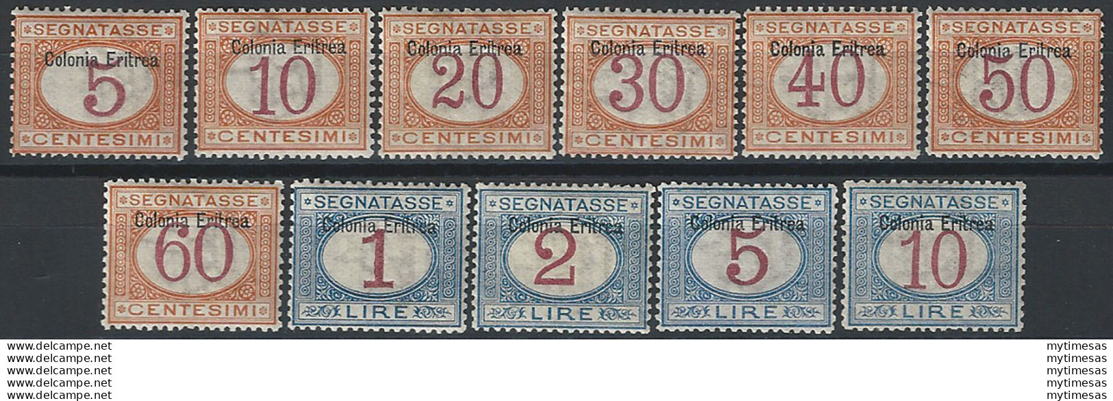 1903 Eritrea Segnatasse 11v. Bc MNH Sassone N. 1/11 - Otros & Sin Clasificación