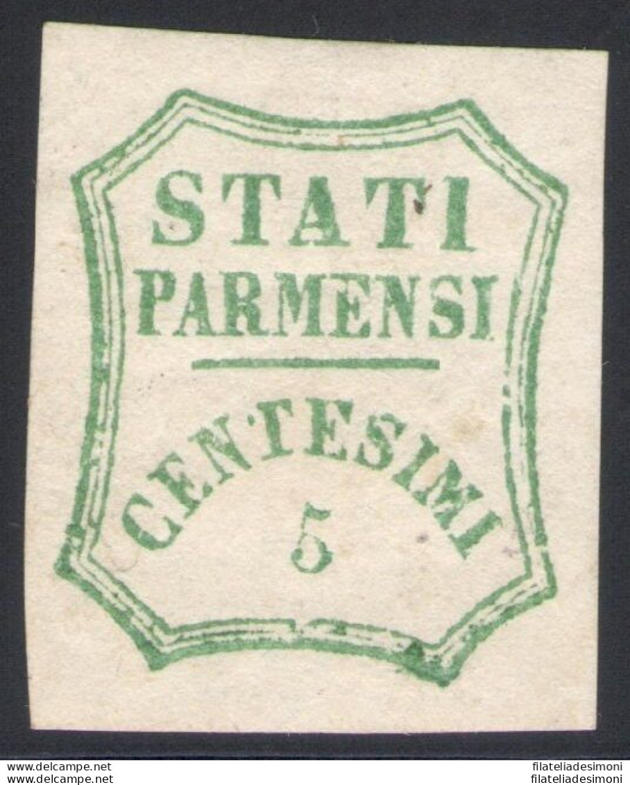 1859 PARMA Governo Provvisorio 5 Cent Verde Azzurrino I Composizione N. 12 MLH* - Parma