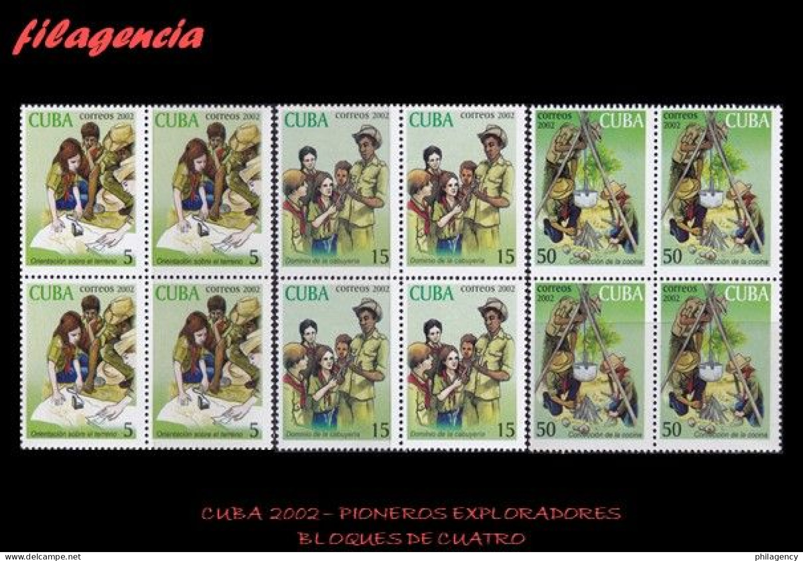 CUBA. BLOQUES DE CUATRO. 2002-04 PIONEROS EXPLORADORES. MOVIMIENTO SCOUT - Unused Stamps