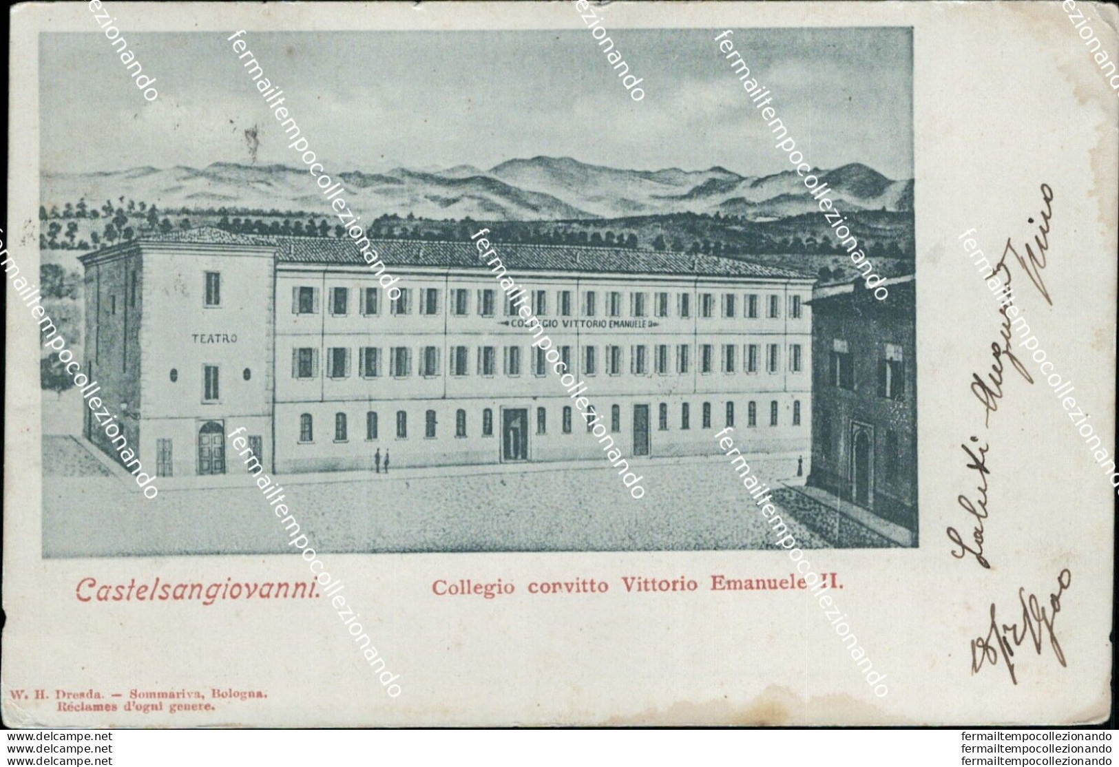 Az512 Cartolina Castelsangiovanni Collegio Convitto Vittorio Emanuele IIpiacenza - Piacenza