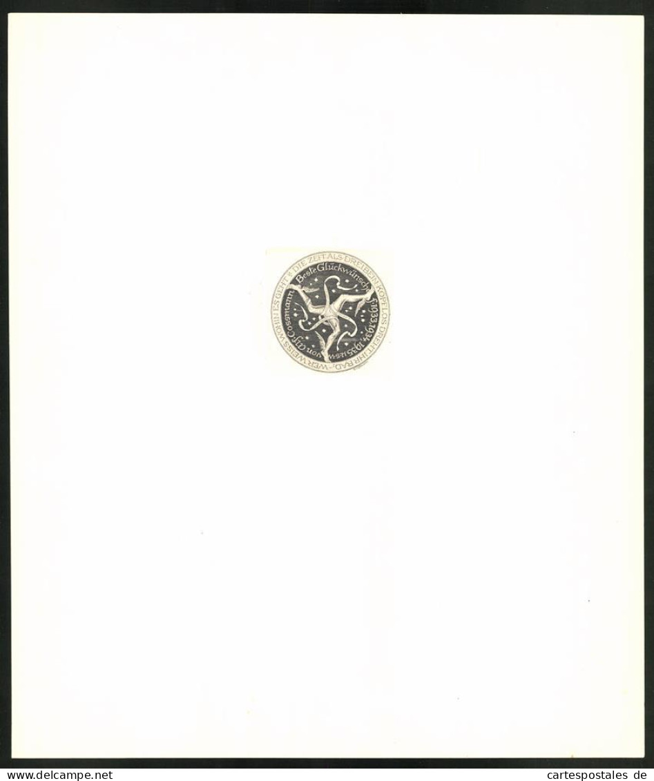 Exlibris Von Alfred Cossmann, Die Zeit Als Dreibein, Vergangenheit, Zukunft, Gegenwart  - Bookplates