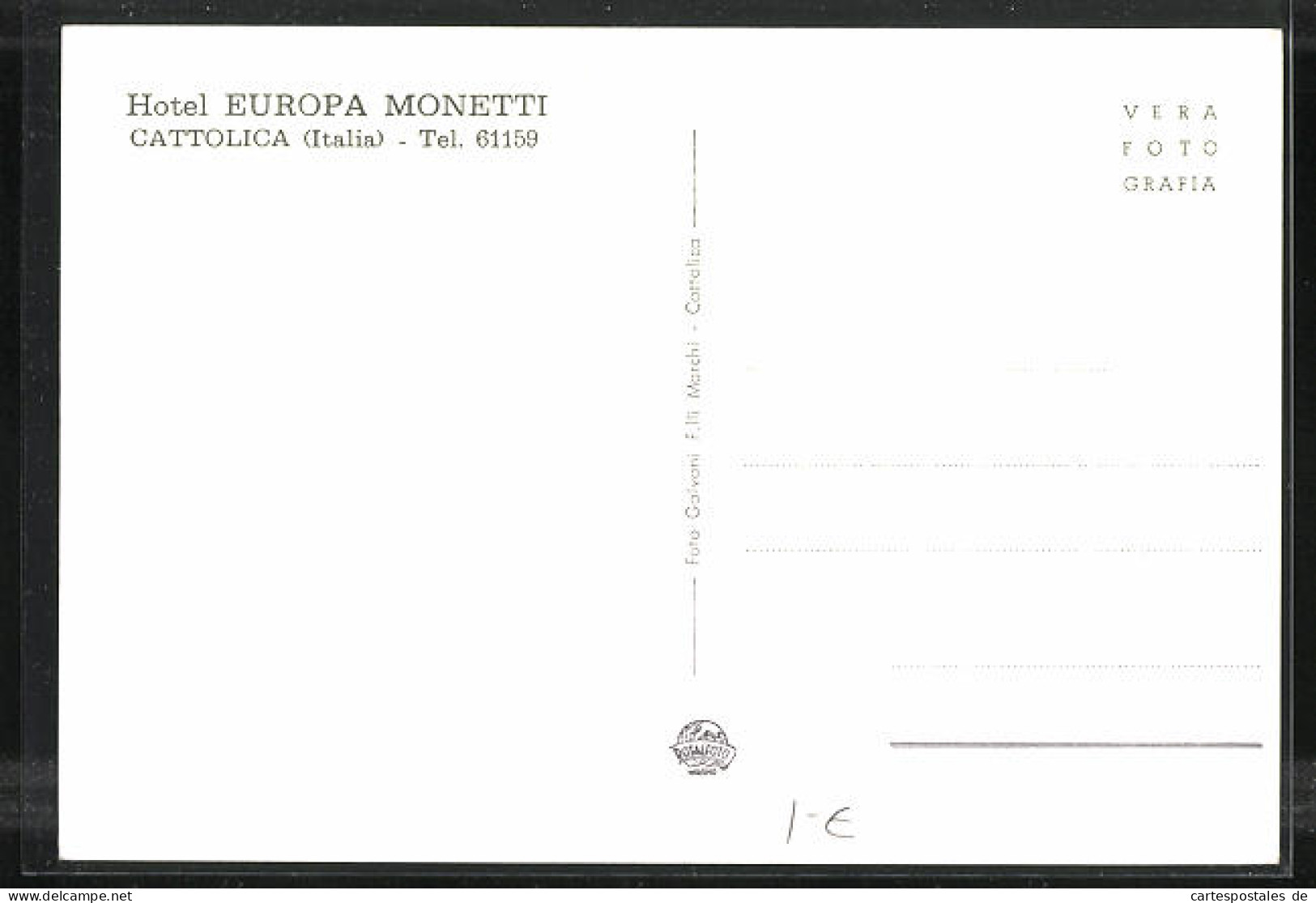 Cartolina Cattolica, Hotel Europa Monetti, Ortsansicht  - Other & Unclassified