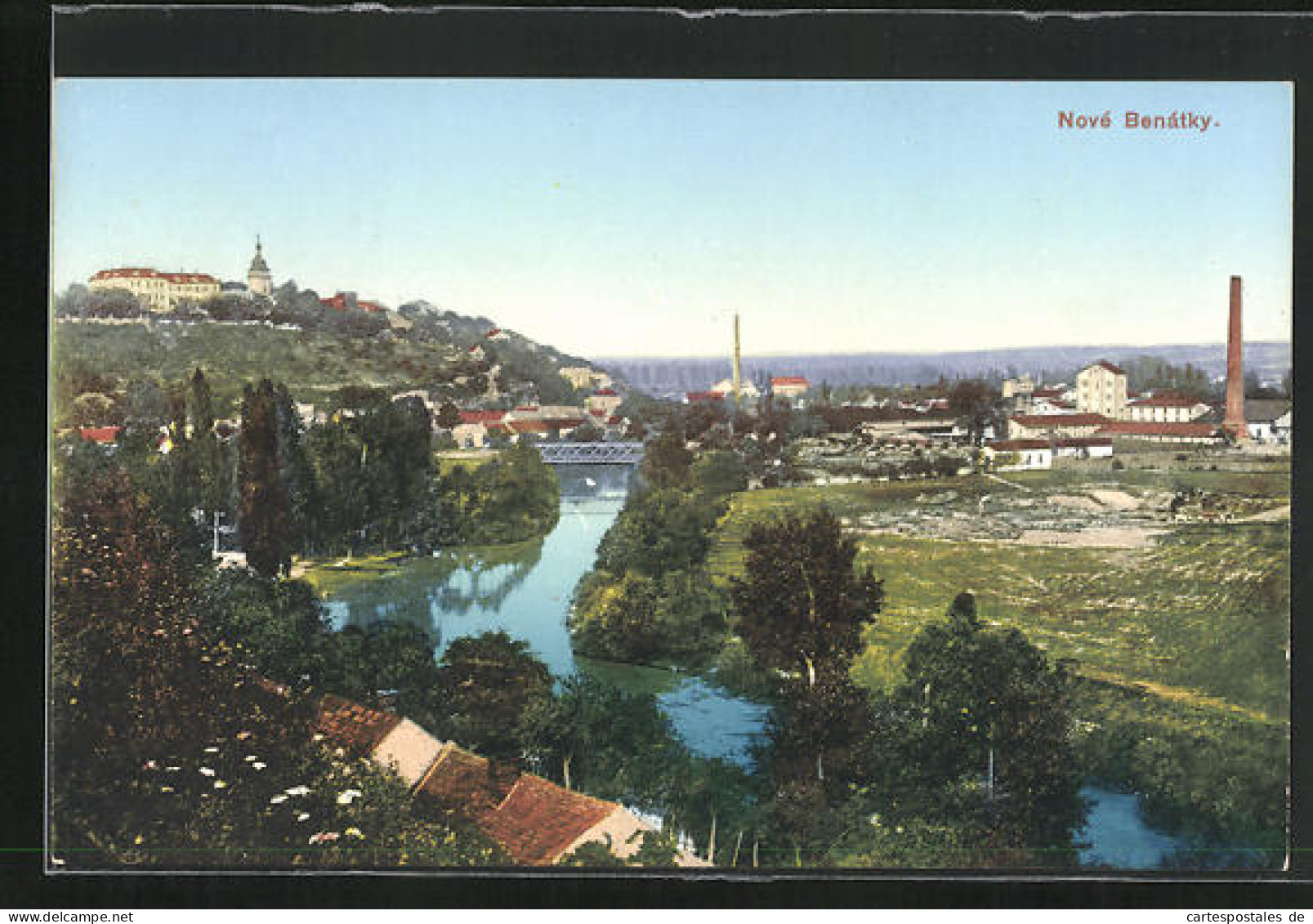 AK Nove Benatky, Ortsansicht Mit Fluss, Schloss In Der Ferne  - Tschechische Republik