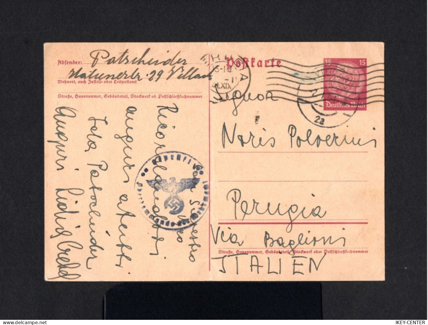 K774-GERMAN EMPIRE-Third Reich.MILITARY NAZI CENSOR PROPAGANDA POSTCARD Villach.1941.WWII.DEUTSCHES REICH.carte Postale - Lettres & Documents