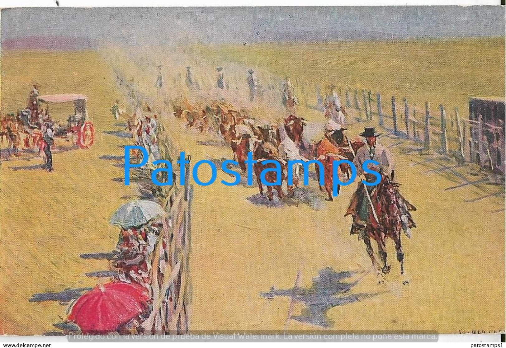 227663 SPAIN ESPAÑA ART ARTE SIGNED M. BERTUCHI COSTUMES EL ENCIERRO POSTAL POSTCARD - Autres & Non Classés