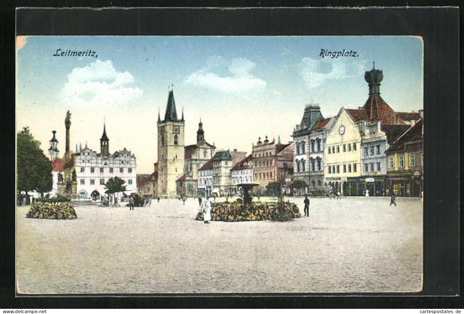 AK Leitmeritz / Litomerice, Ringplatz Mit Kirche  - Tschechische Republik