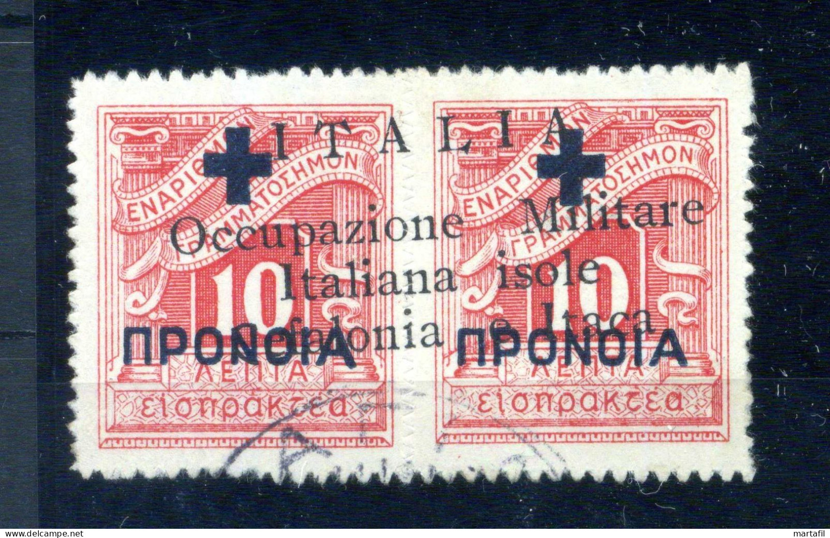 1941 CEFALONIA E ITACA, Occ. Italiana Della Grecia, S.N28 10+10 In Coppia USATA, Firmata DIENA - Cefalonia & Itaca