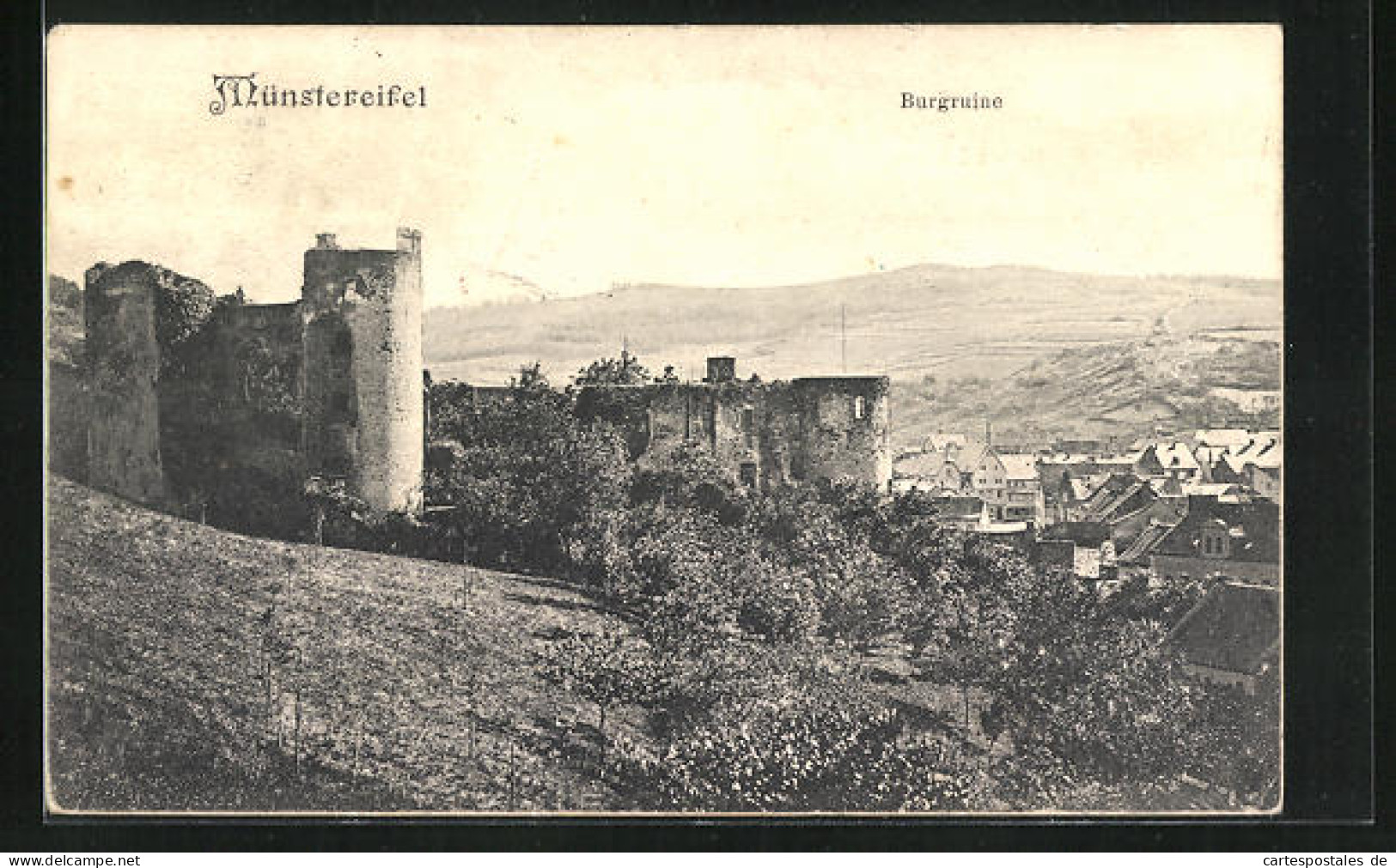 AK Münstereifel, Burgruine Mit Blick Auf Ort Und Umland  - Münster