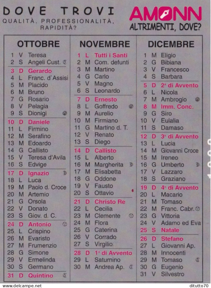 Calendarietto - Amonn - Bolzano - Anno 1999 - Klein Formaat: 1991-00