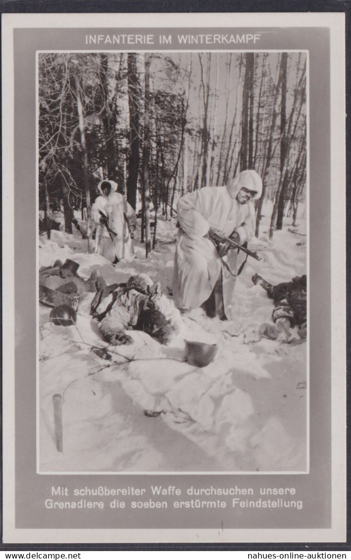 Ansichtskarte Soldaten Infanterie Winterkampf II Weltkrieg Waffen Bild 5 A.H. - Briefe U. Dokumente