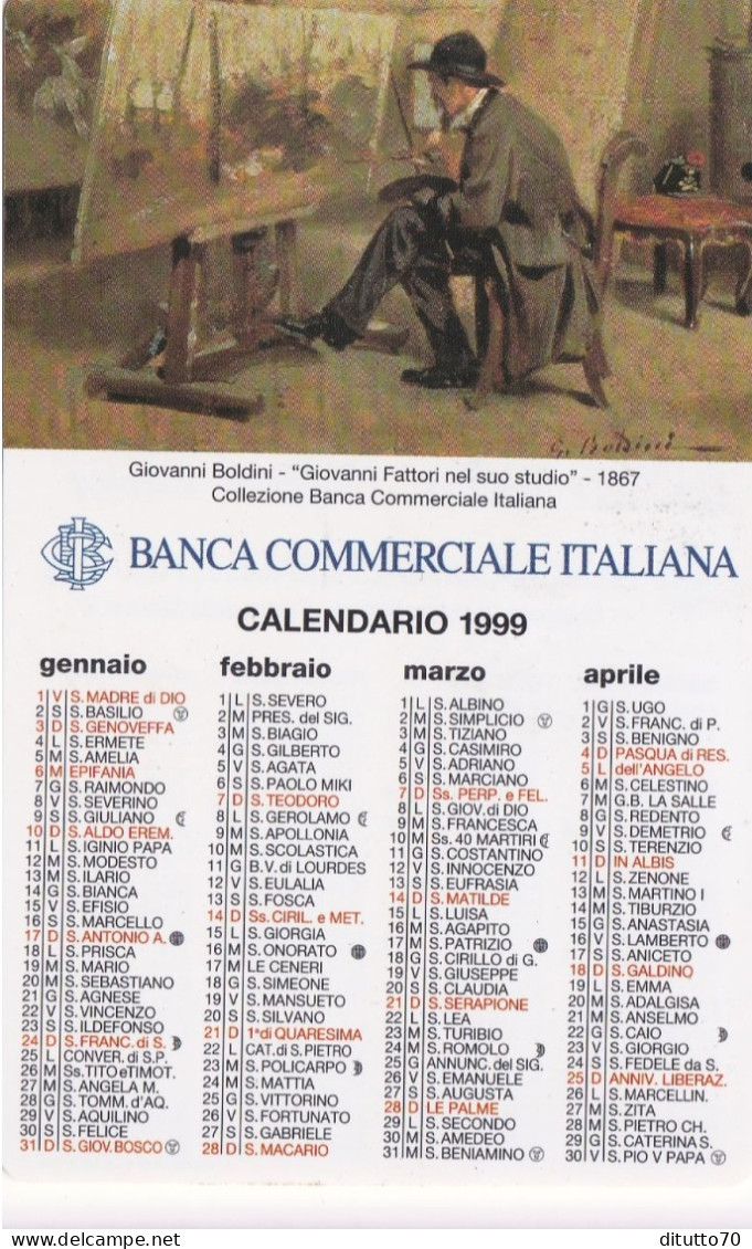 Calendarietto - Banca Commerciale Italiana - Giovanni Boldini - Giovanni Fattori Nel Suo Studio - Anno 1999 - Klein Formaat: 1991-00