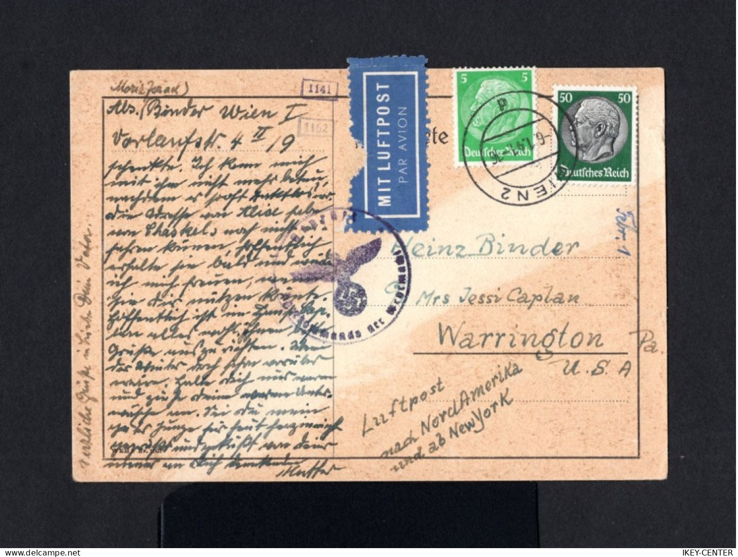 K773-GERMAN EMPIRE-Third Reich.MILITARY NAZI CENSOR PROPAGANDA POSTCARD Wien.1941.WWII.DEUTSCHES REICH.Luftpost - Lettres & Documents