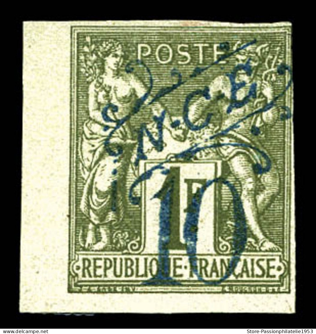 N°35, 10c Sur 1F Olive,  Coin De Feuille, Frais. TB - Neufs