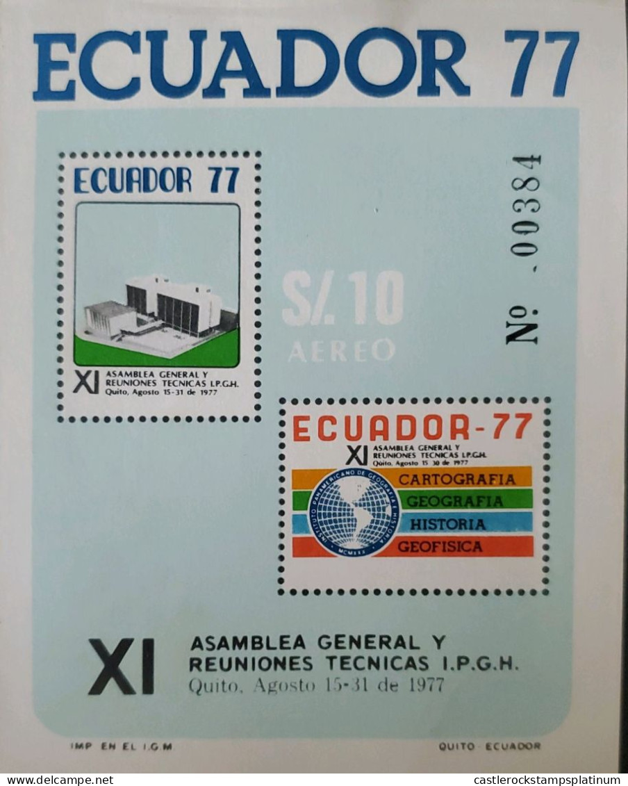 OH) 1977 ECUADOR, INSTITUTE - GENERAL ASEEMBLY OF PAN.AMERICAN INSTITUTE OF GEOGRAPHY AND HISTORY, CARTOGRAPHY, GEOGRAPH - Ecuador