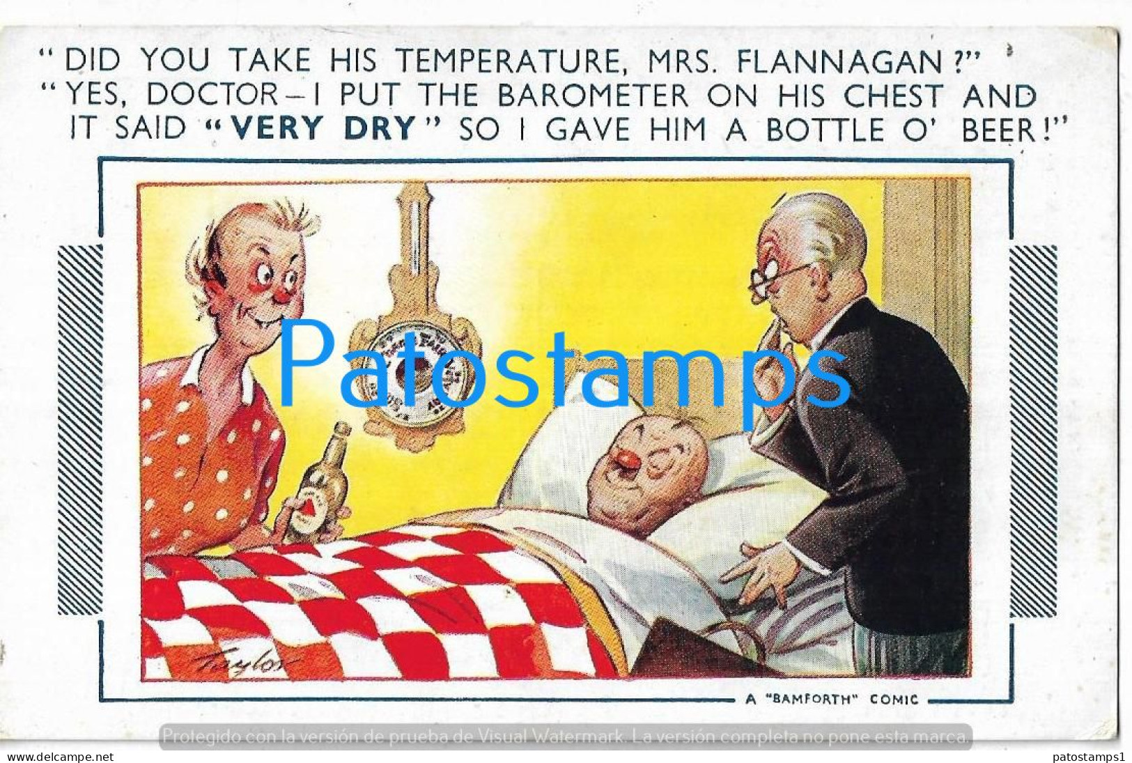 227678 ART ARTE SIGNED TAYLOR HUMOR THE MAN ASKING THE DOCTOR POSTAL POSTCARD - Other & Unclassified
