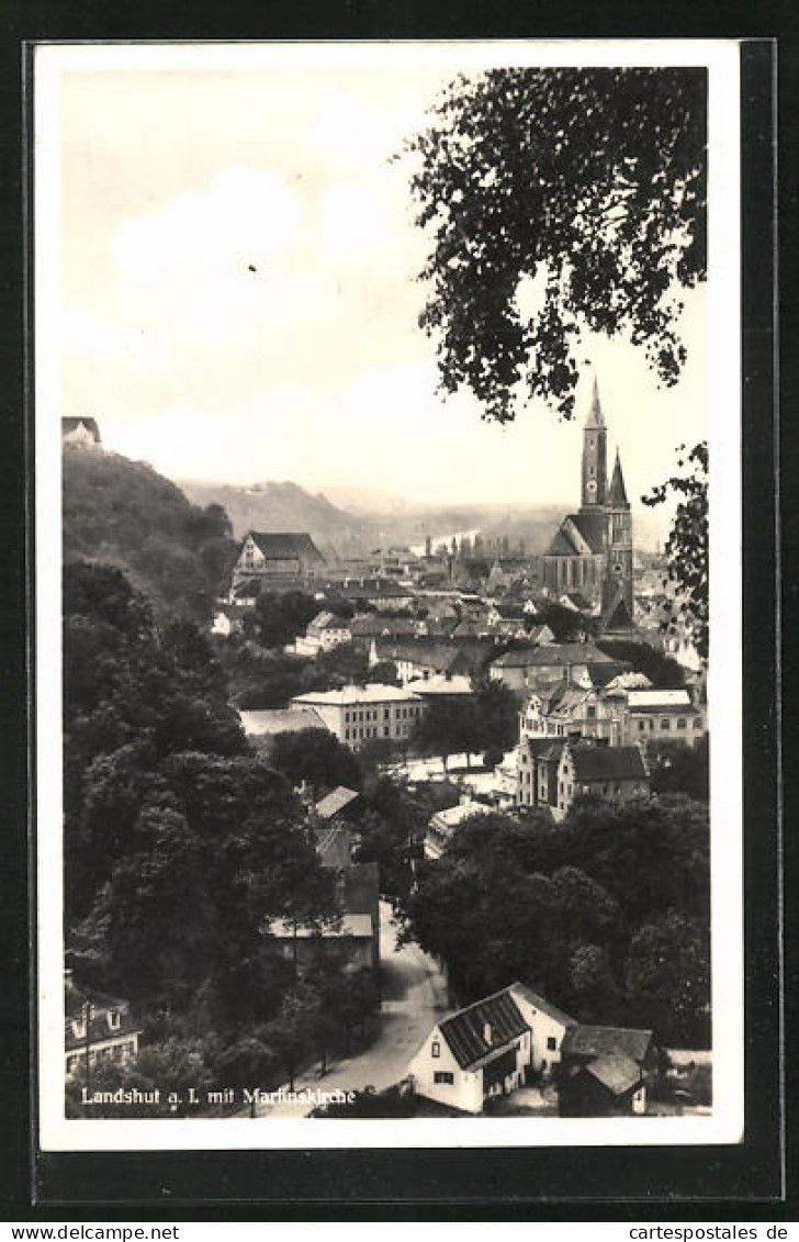 AK Landshut A. I., Ortspartie Aus Der Vogelschau Mit Martinskirche  - Landshut