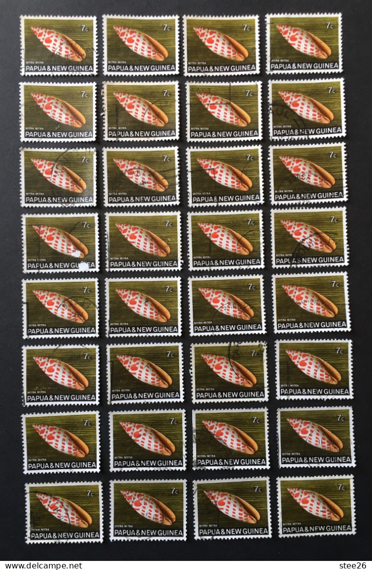 Papua & New Guinea 1968 Shells 7c Fine Used Stamps X 32 - Papouasie-Nouvelle-Guinée