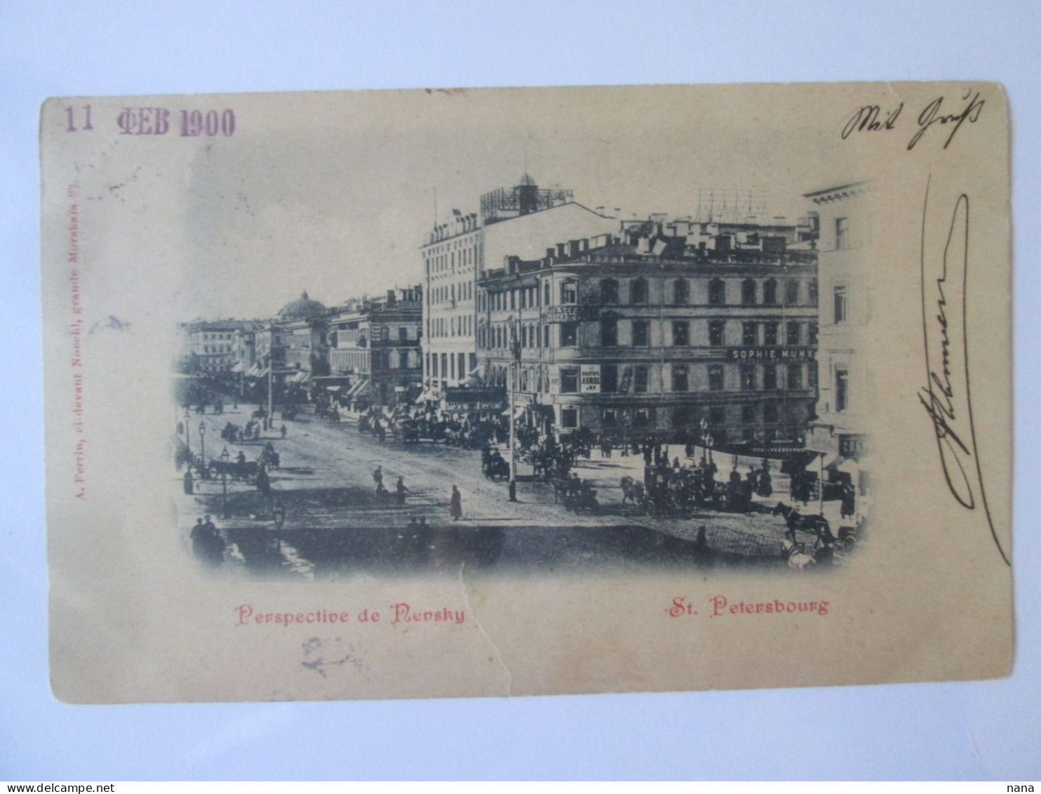 Russia-St.Petersburg:Bulevard Nevsky/Nevsky Boulevard 1899-1900 Mailed Postcard Rare Poland Stamp:Grabow Oder - Russia