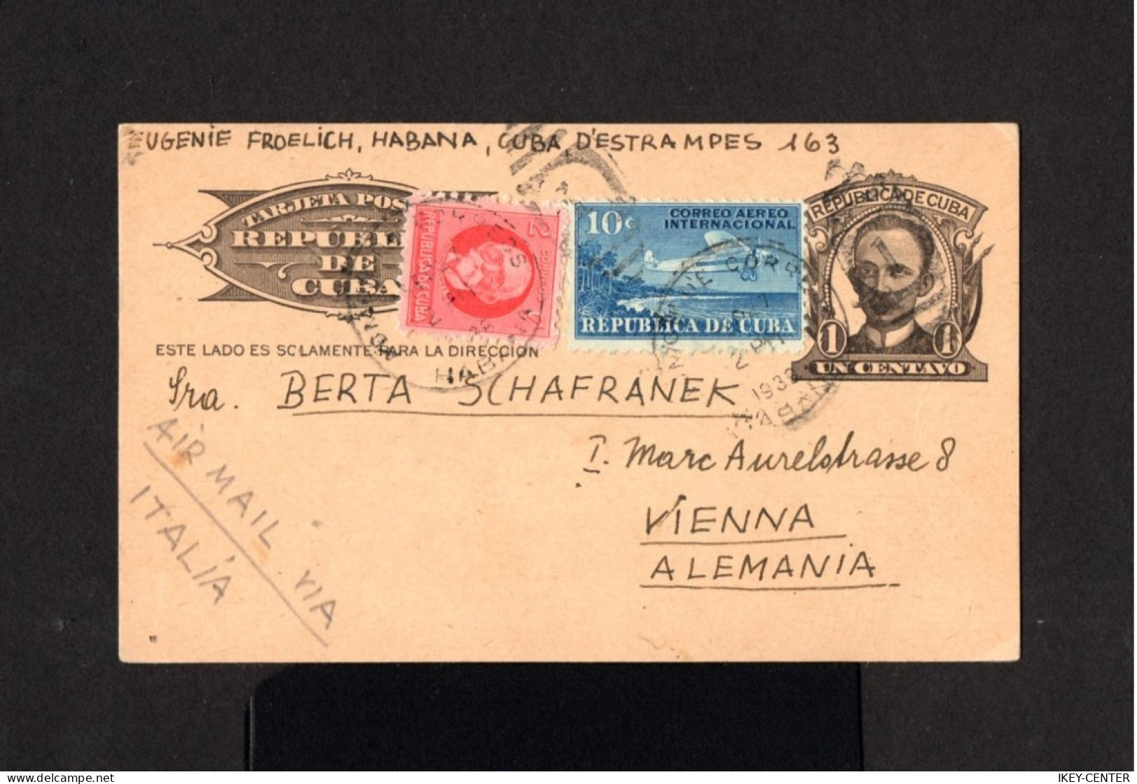 K757-CUBA-AIRMAIL  POSTCARD LA HABANA To WIEN (germany) 1939.WWII.CARTE POSTALE.Tarjeta Postal.POSTKARTE. - Briefe U. Dokumente