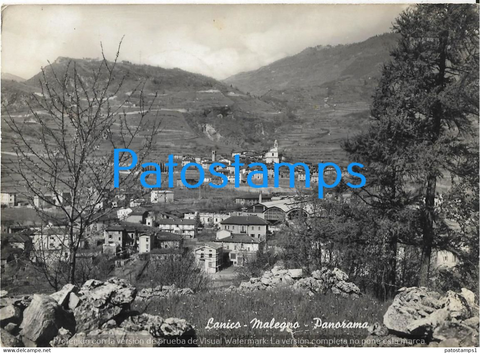 227695 ITALY LANICO MALEGNO VIEW PARTIAL CUT CIRCULATED TO ARGENTINA POSTAL POSTCARD - Altri & Non Classificati