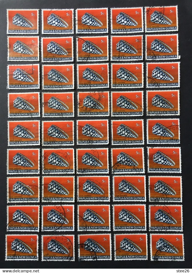 Papua & New Guinea 1968 Shells 5c Fine Used Stamps X 45 - Papúa Nueva Guinea