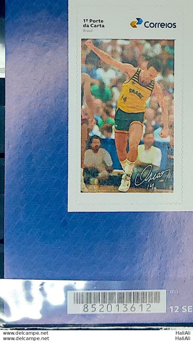 SI 16 Brazil Institutional Stamp Oscar Schmidt Basketball 2023 Bar Code - Personnalisés