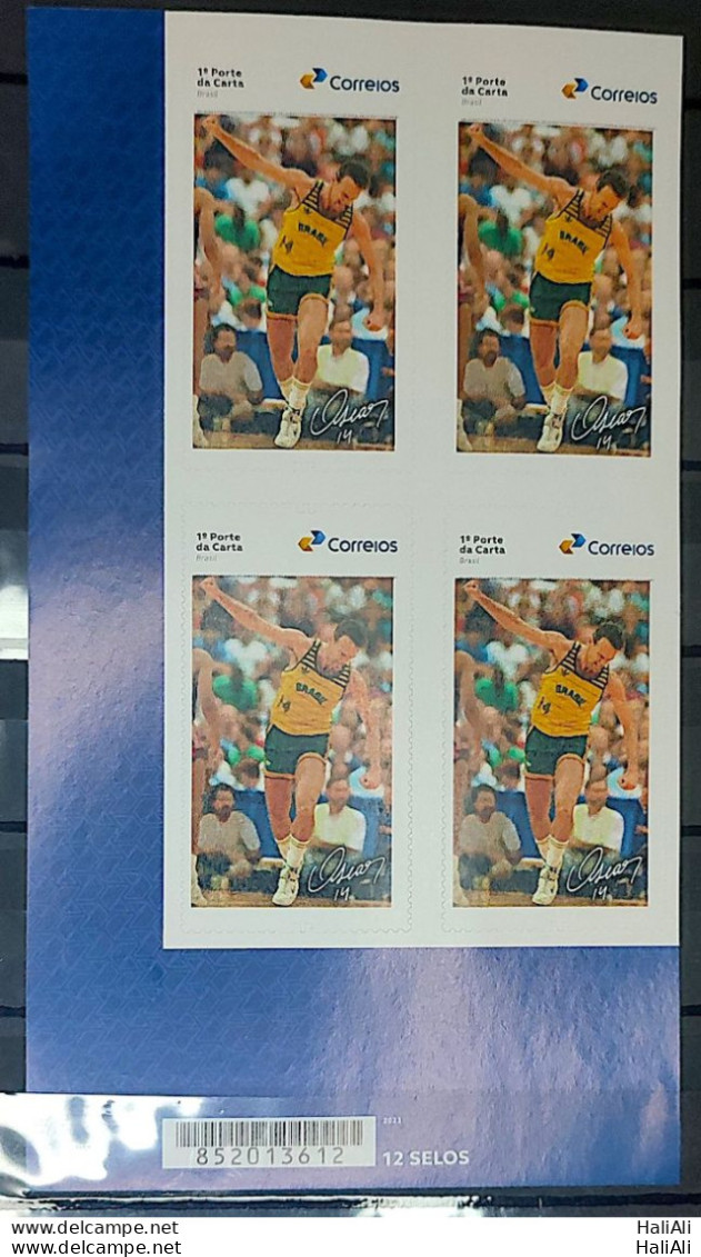 SI 16 Brazil Institutional Stamp Oscar Schmidt Basketball 2023 Block Of 4 Bar Code - Personnalisés