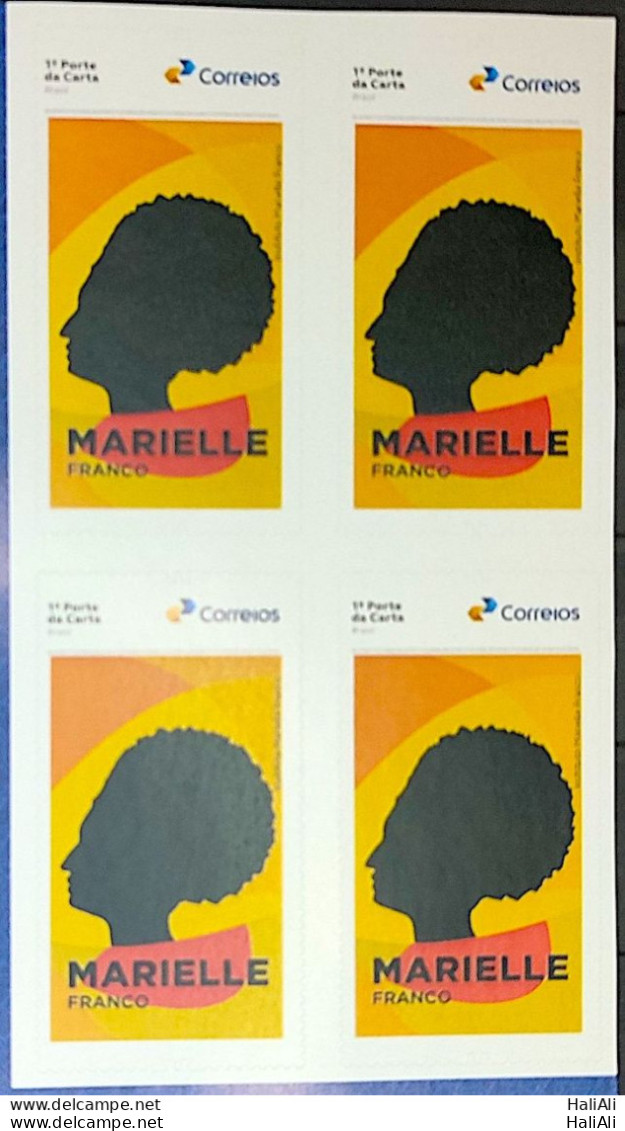 SI 15 Brazil Institutional Stamp Marielle Franco Justice Rights 2023 Block Of 4 - Personalized Stamps