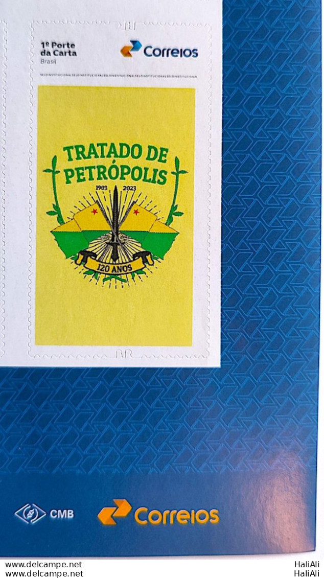 SI 14 Brazil Institutional Stamp Treaty Of Petropolis Bolivia Acre Coat Of Arms Flag 2023 Vignette Correios - Personnalisés