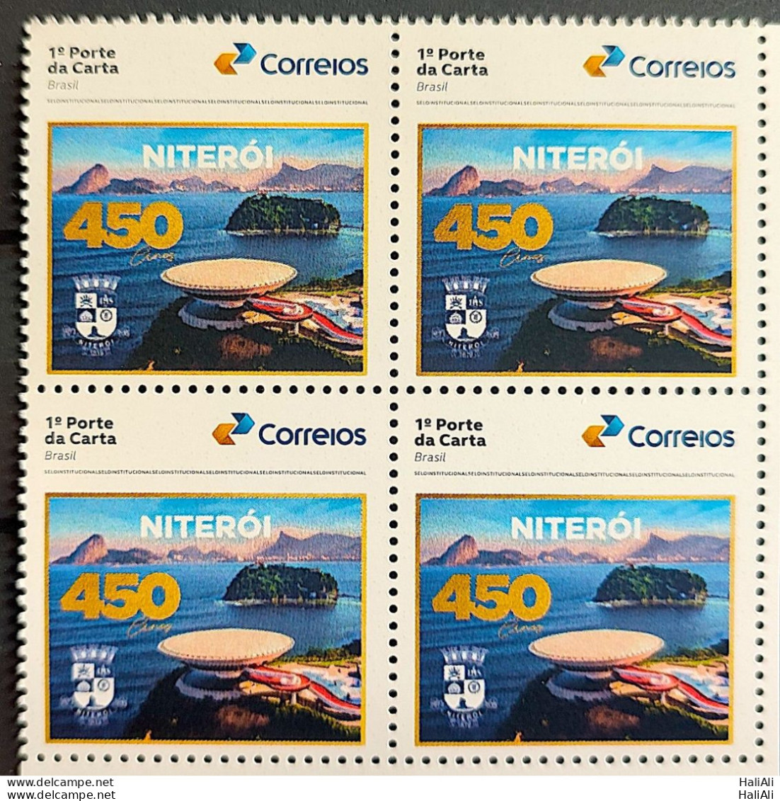 SI 13 Brazil Institutional Stamp  Niteroi Coat Of Arms Architecture Oscar Niemeyer 2023 Block Of 4 - Personalisiert