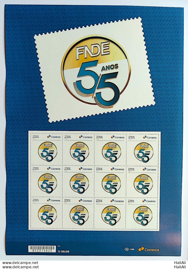 SI 12 Brazil Institutional Stamp 55 Years FNDE Education Government 2023 Sheet - Personalized Stamps