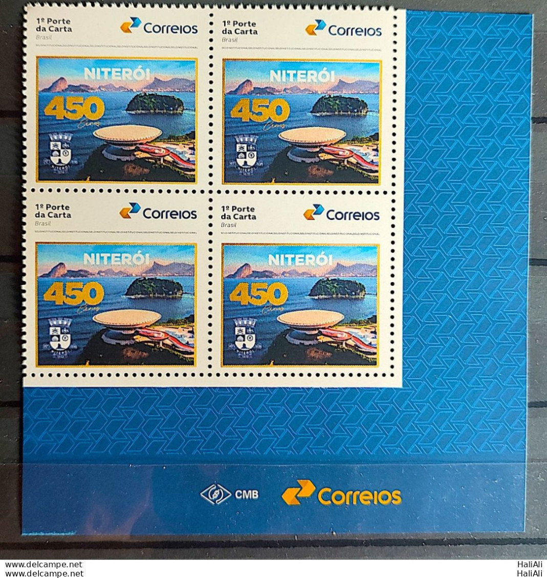 SI 13 Brazil Institutional Stamp Niteroi Coat Of Arms Architecture Oscar Niemeyer 2023 Block Of 4 Vignette Correios - Personalized Stamps