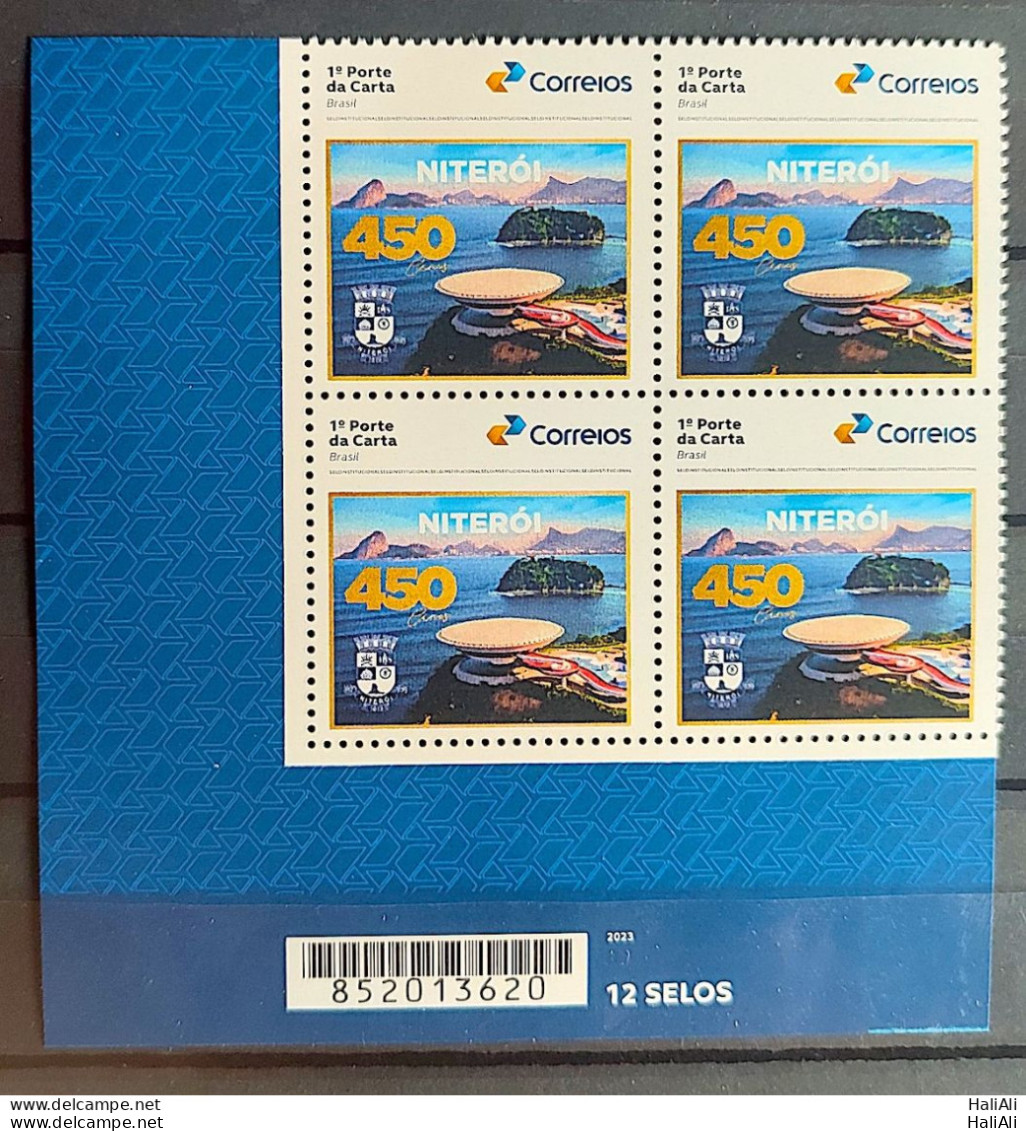 SI 13 Brazil Institutional Stamp  Niteroi Coat Of Arms Architecture Oscar Niemeyer 2023 Block Of 4 Barcode - Gepersonaliseerde Postzegels