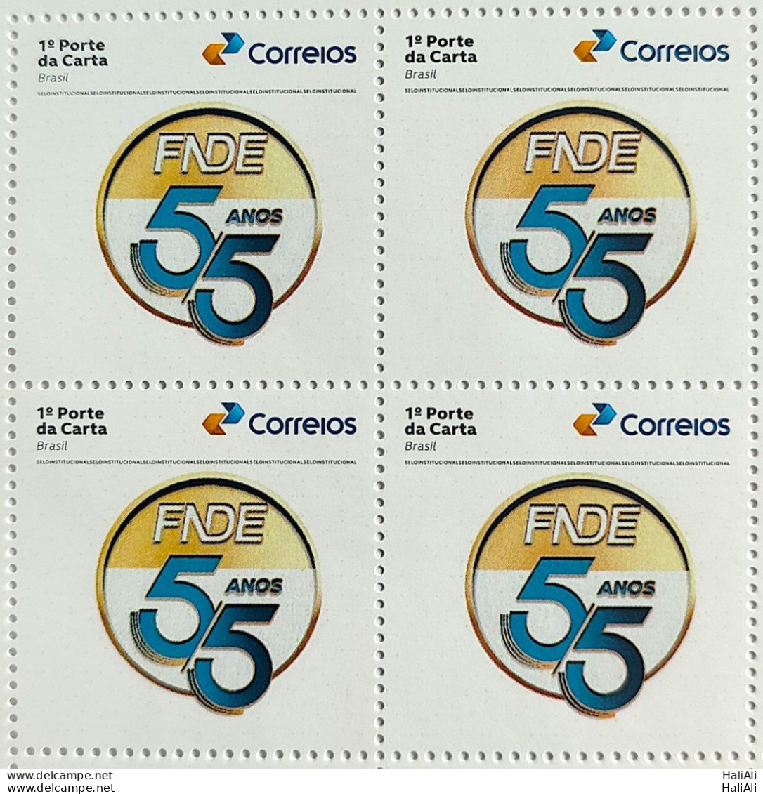 SI 12 Brazil Institutional Stamp 55 Years FNDE Education Government 2023 Block Of 4 - Personalized Stamps