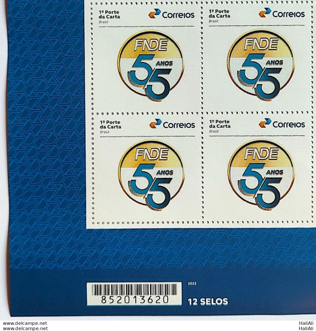 SI 12 Brazil Institutional Stamp 55 Years FNDE Education Government 2023 Block Of 4 Bar Code - Sellos Personalizados